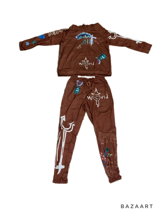 Brown Graphic Sweatsuit